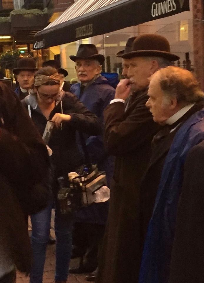 Actors waiting outside Bruxelles.