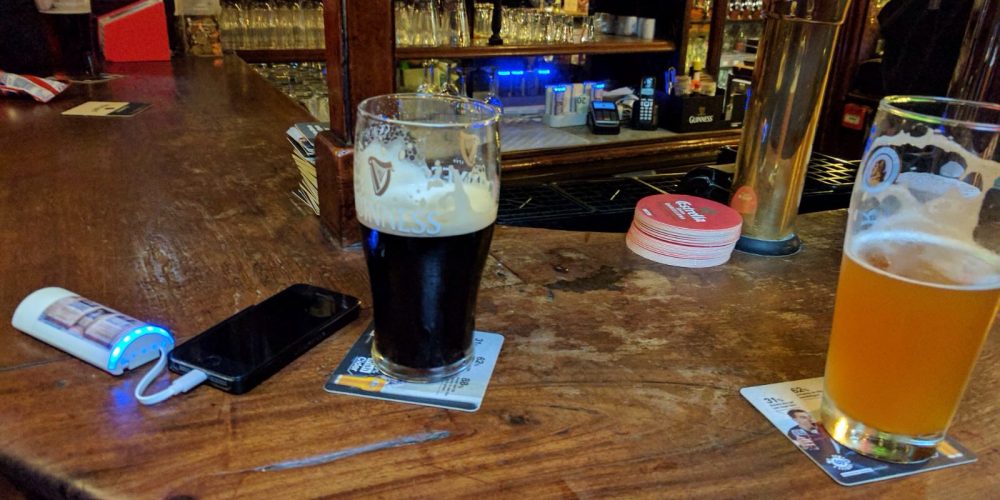 An inventive solution to charging your phone in a pub
