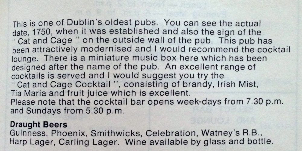 We found a 50 year old cocktail recipe belonging to a Dublin pub